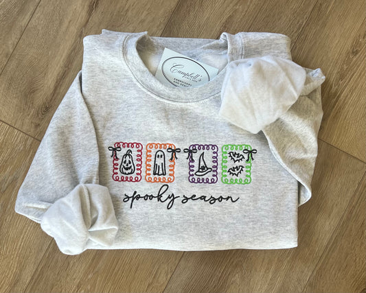 Spooky Season Icons Embroidered Sweatshirt | Gildan Crewneck