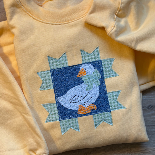 Patchwork Goose Embroidered Crewneck Sweatshirt | Size M Ready to Ship