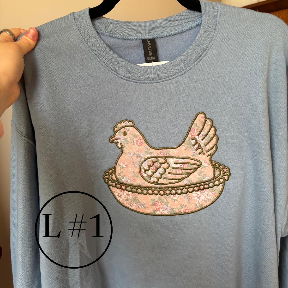 Hen on a Nest Embroidered Crewneck | Size M, and 2 Larges Ready to Ship