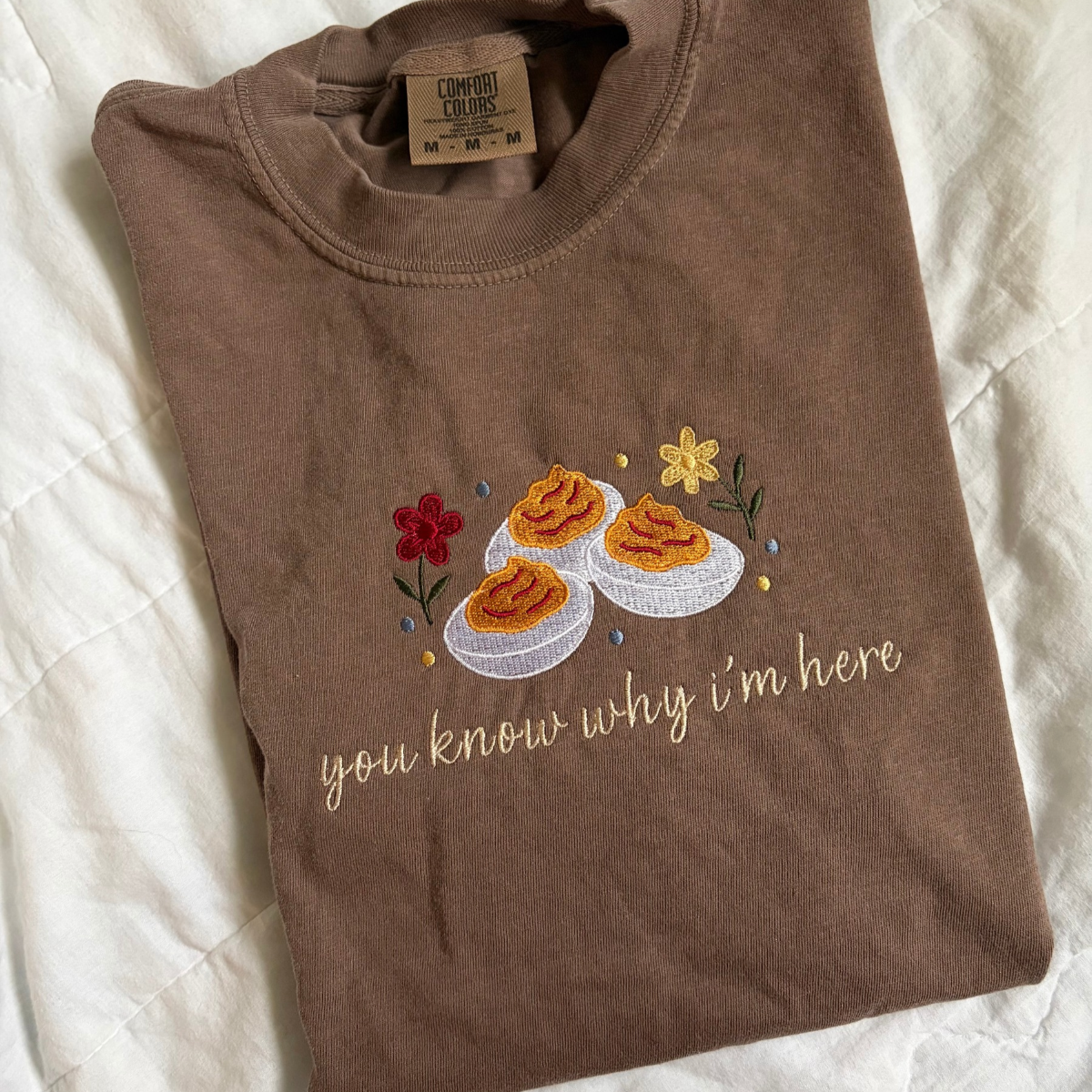 Deviled Egg Thanksgiving Embroidered Tee | Size M Ready to Ship