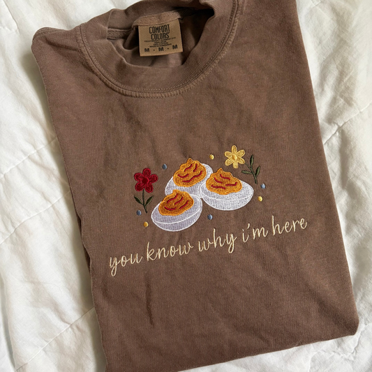 Deviled Egg Thanksgiving Embroidered Tee | Size M Ready to Ship