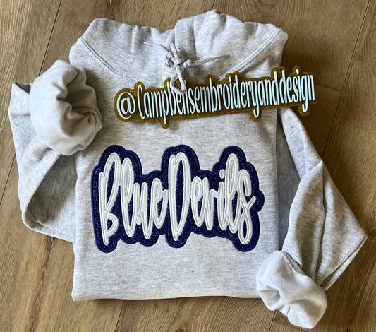 BLUE DEVILS Double Applique Sweatshirt | BLUE DEVILS Gildan Crewneck