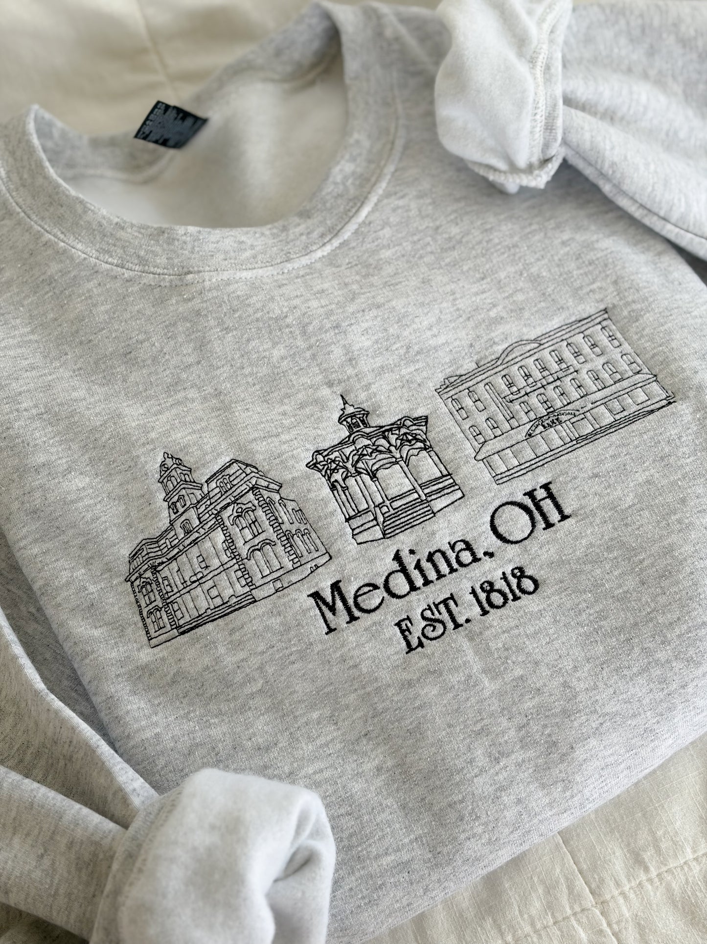 Medina, Ohio Embroidered Crewneck Sweatshirt