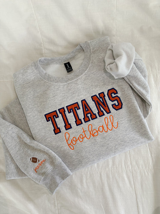 *CUSTOM* Varsity Applique Sweatshirt | Choose Your School, Colors & Font