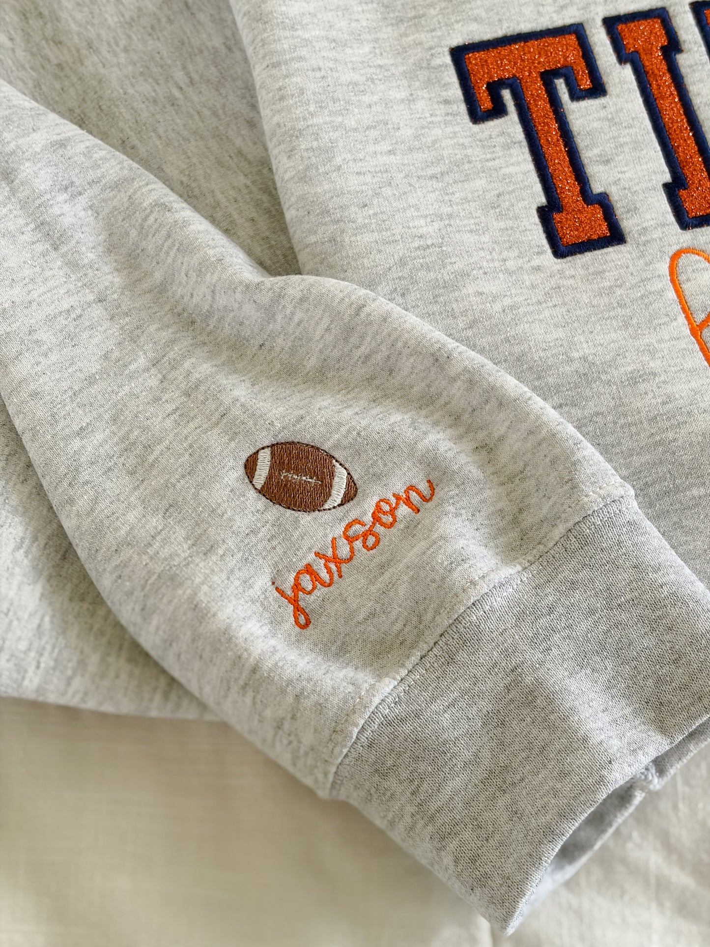 *CUSTOM* Varsity Applique Sweatshirt | Choose Your School, Colors & Font