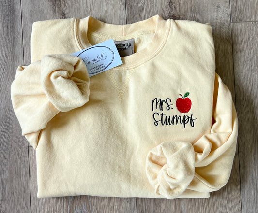 Teacher Apple Embroidered Design | Personalized