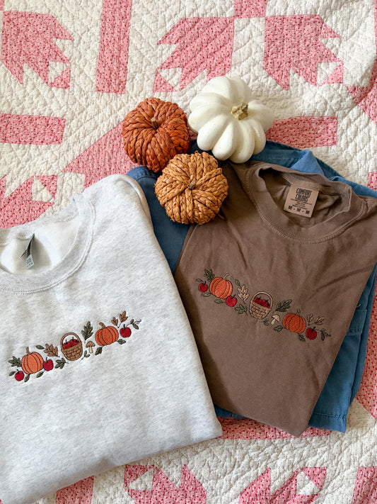 90s Fall Embroidered Design | 90s Fall Apples With Baskets Design