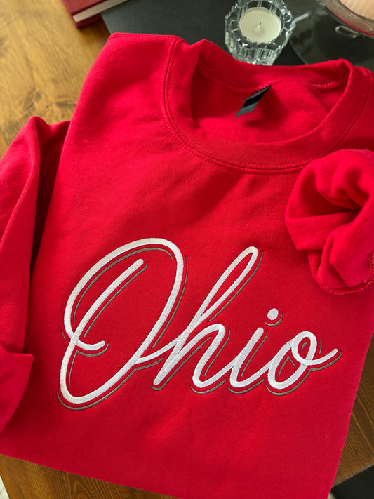 Ohio Script Embroidered Design | Vintage Ohio Script Embroidered