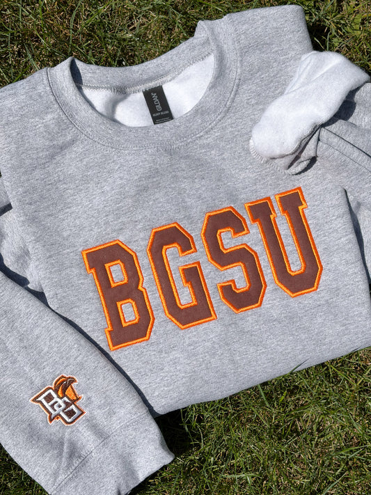 BGSU Varsity Applique Sweatshirt | Bowling Green Gildan Crewneck