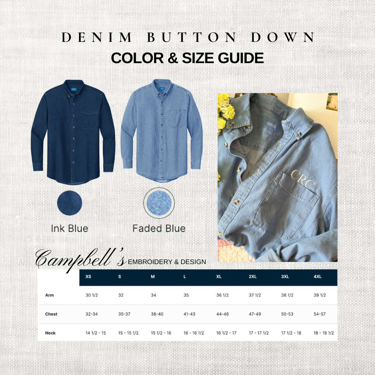 Personalized Denim Button Down | Custom Embroidered Unisex Shirt