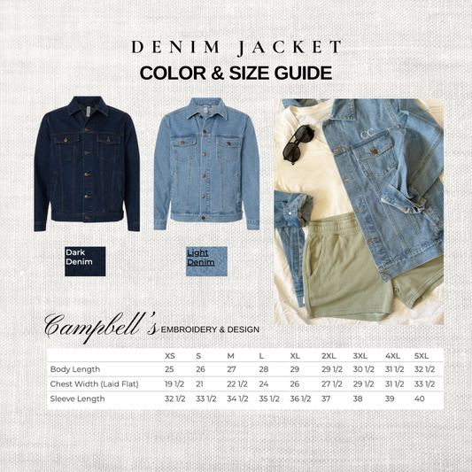 Custom Monogrammed Denim Jacket | Embroidered Personalized Jean Jacket